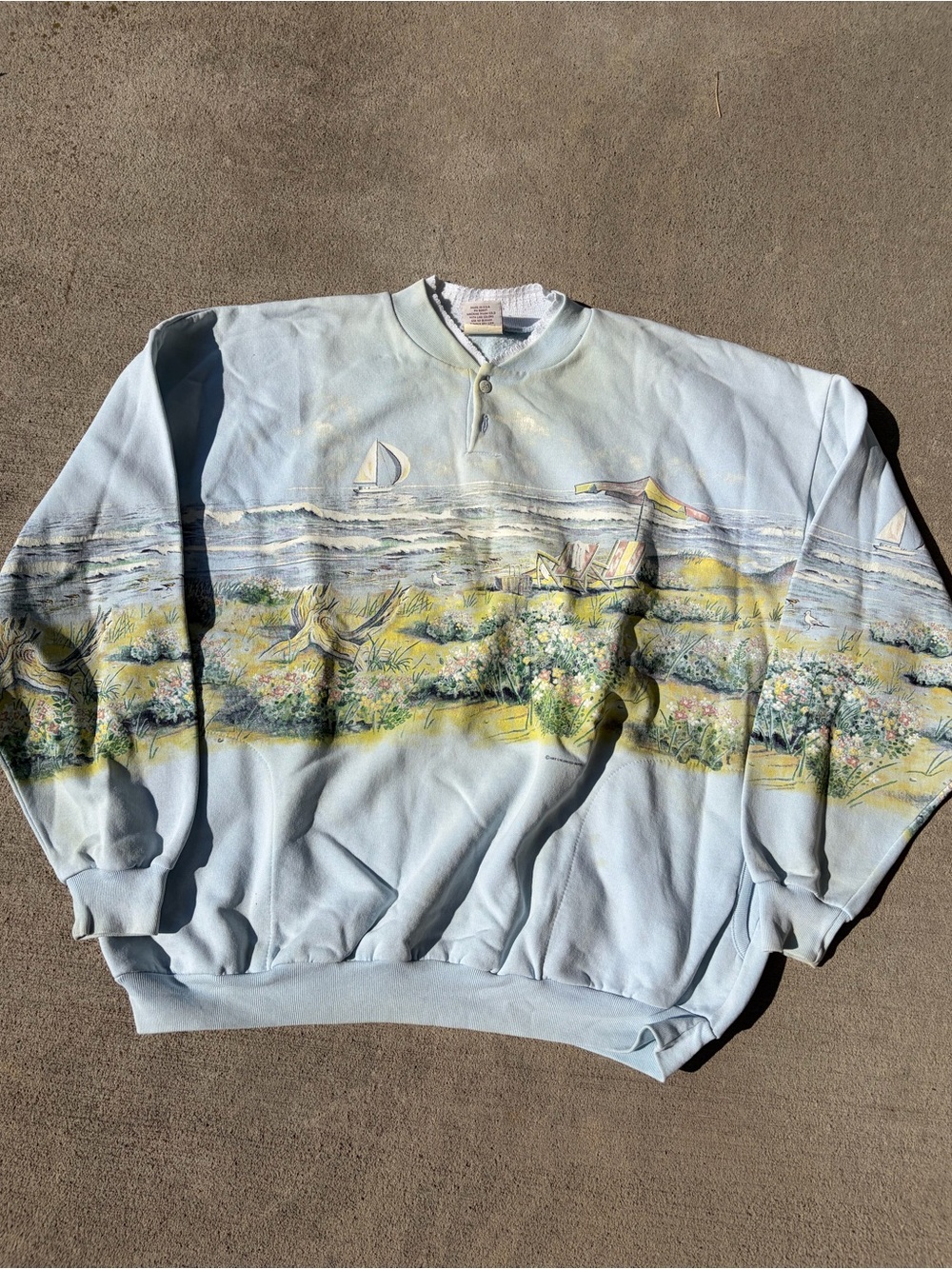 Vintage 90s art unlimited beach seagull marsh coastal crewneck sweatshirt fleece - Picture 5 of 7